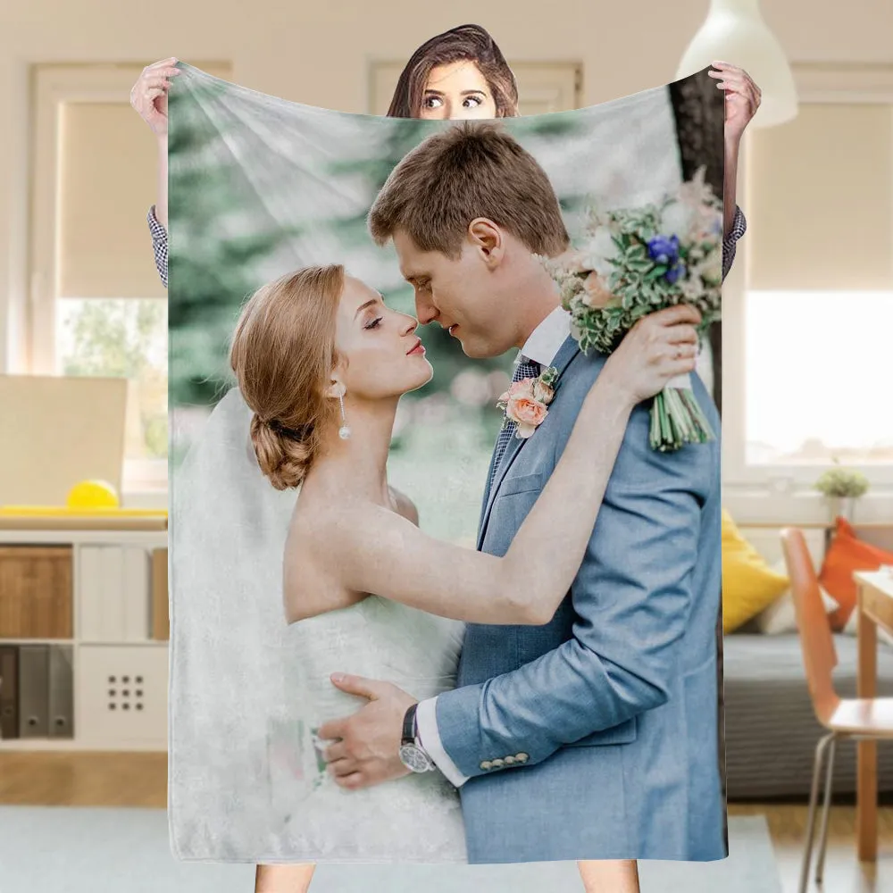 4FunGift® Custom 1 Photo Fleece Blankets for Couple Family