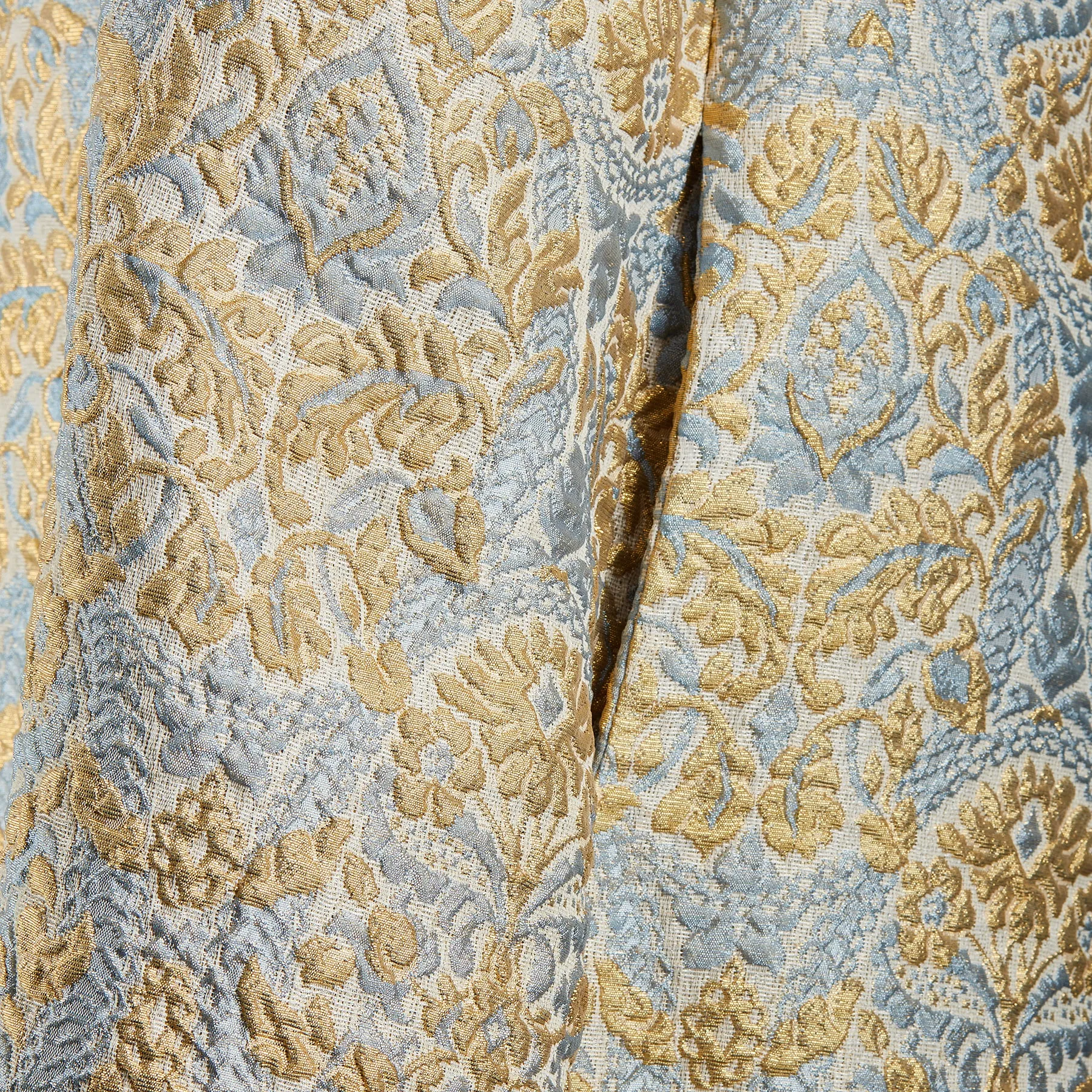 ARCHIVE: 1950s Jean Desses Blue and Gold Brocade Dress Suit