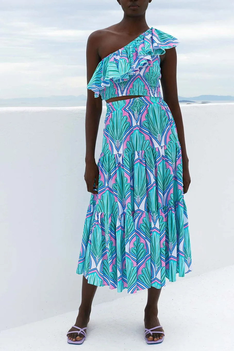 Aura Ruffle Midi Skirt