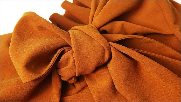 Avant Garde High Waist Skinny Leg Bow Detail Crepe Pants // Asymmetrical Trouser