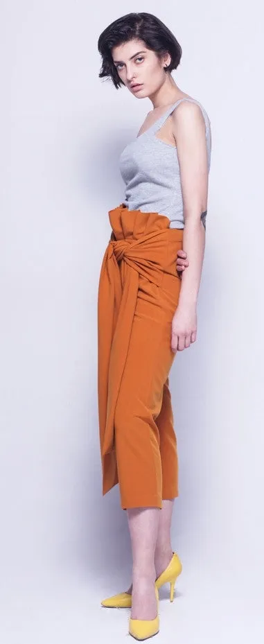 Avant Garde High Waist Skinny Leg Bow Detail Crepe Pants // Asymmetrical Trouser