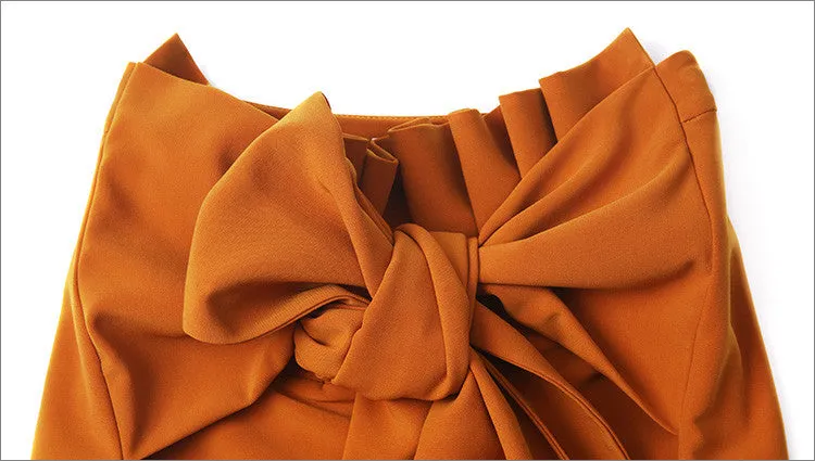 Avant Garde High Waist Skinny Leg Bow Detail Crepe Pants // Asymmetrical Trouser