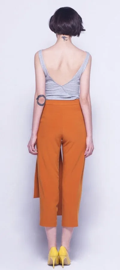 Avant Garde High Waist Skinny Leg Bow Detail Crepe Pants // Asymmetrical Trouser
