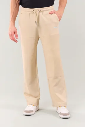 Beige Stud Straight Fit Joggers