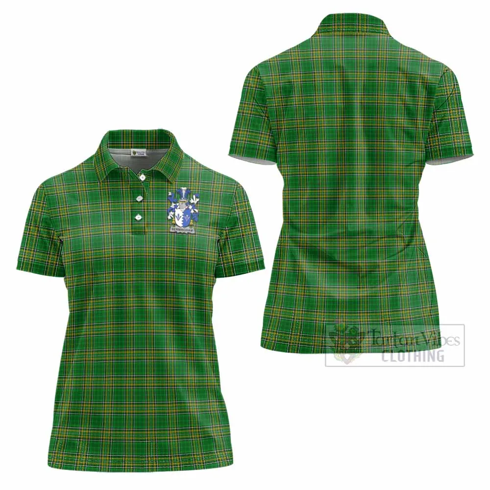 Bermingham Irish Clan Tartan Women's Polo Shirt with Coat of Arms
