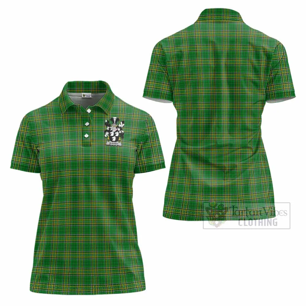 Blayney Irish Clan Tartan Women's Polo Shirt with Coat of Arms
