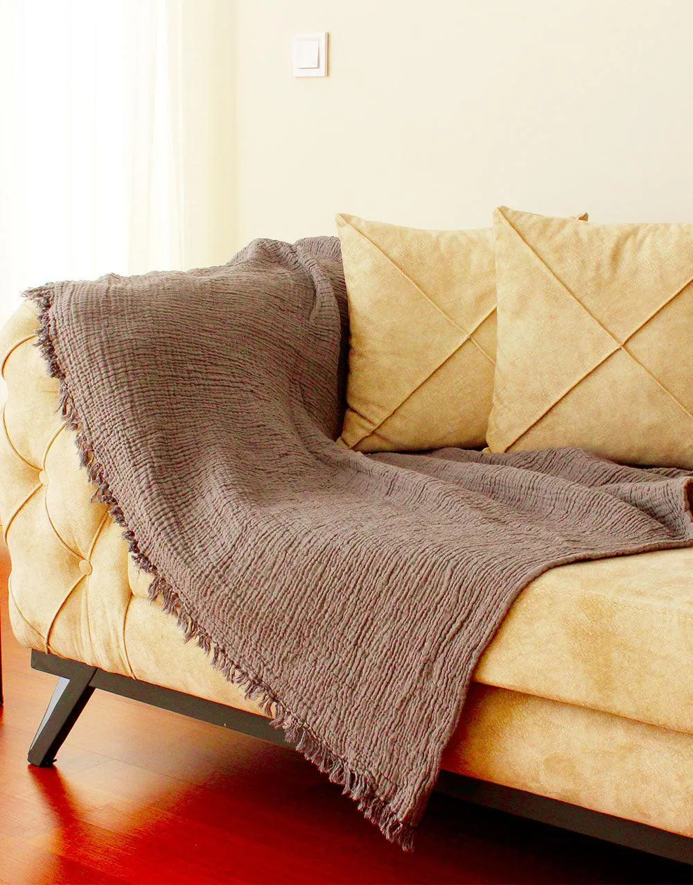 Cacala Plus Size Throw Blanket Muslin Series 100% Cotton Grey