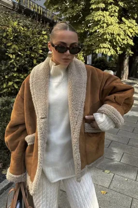 Casual Cozy Faux Shearling Oversized Teddy Coat
