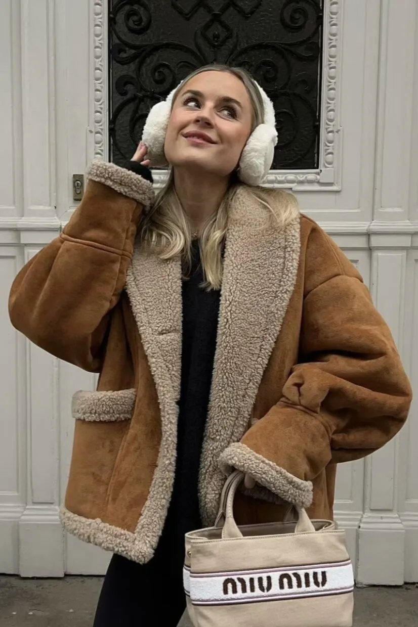 Casual Cozy Faux Shearling Oversized Teddy Coat