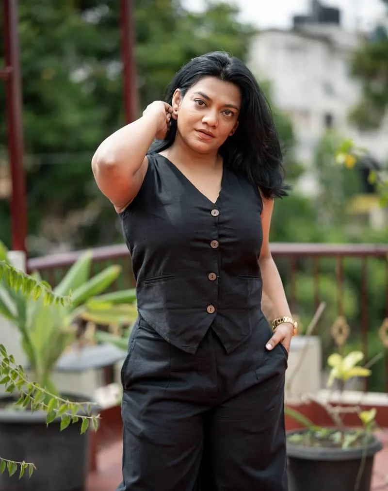 Co-Ord Set Black Handloom Waist Coat and Wide Leg Pants