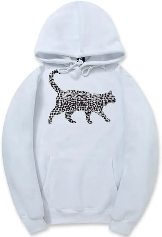 CORIRESHA Spotted Cat Long Sleeve Drawstring Cotton Cute Animal Hoodie Sweatshirt