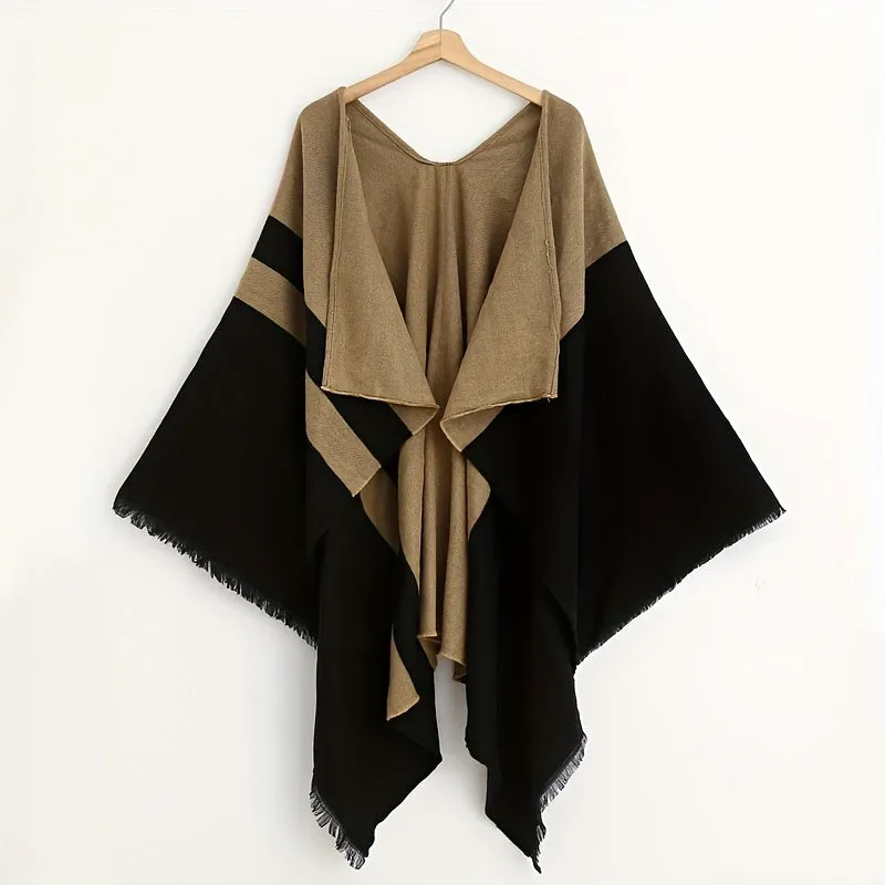 Cozy Oversized Plaid Print Blanket Shawl - Soft, Warm, Windproof, and Thick Cape with Classic Geometric Pattern for Outdoor Use - Perfect for Cold Weather, Camping, and Hiking