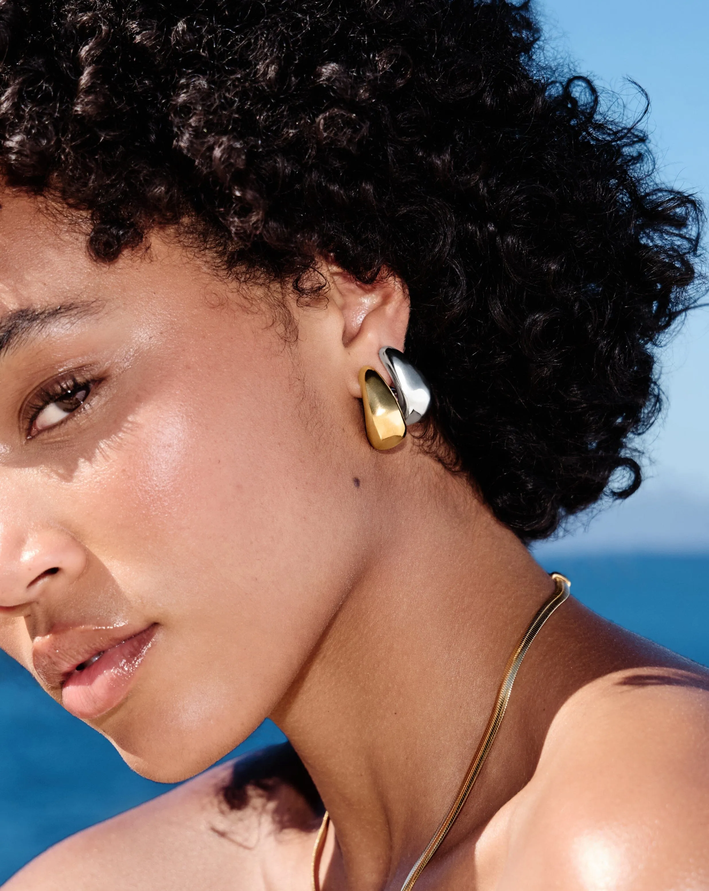 Dome Medium Hoop Earrings | Silver Plated