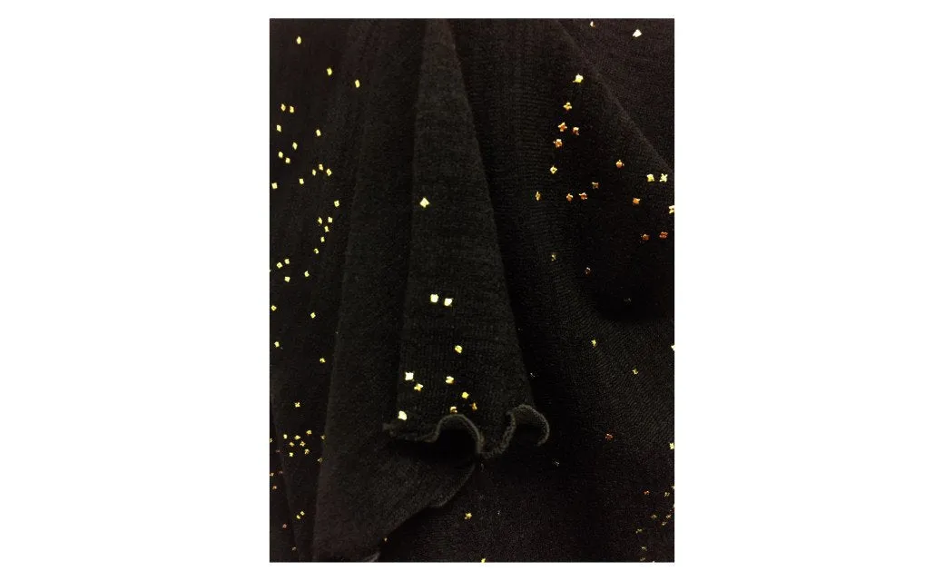 Draped Shawl Wrap Poncho Cape with Gold Flakes