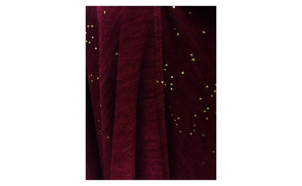 Draped Shawl Wrap Poncho Cape with Gold Flakes