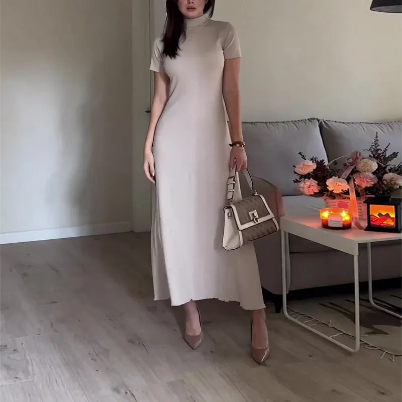 Fashionkova tie outfit Autumn and Winter Elegant Turtleneck Casual Loose Solid Color Slim Shawl Suit Skirt