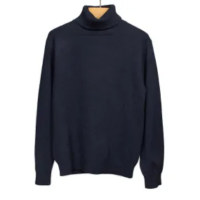 Fine gauge turtleneck sweater in navy wool