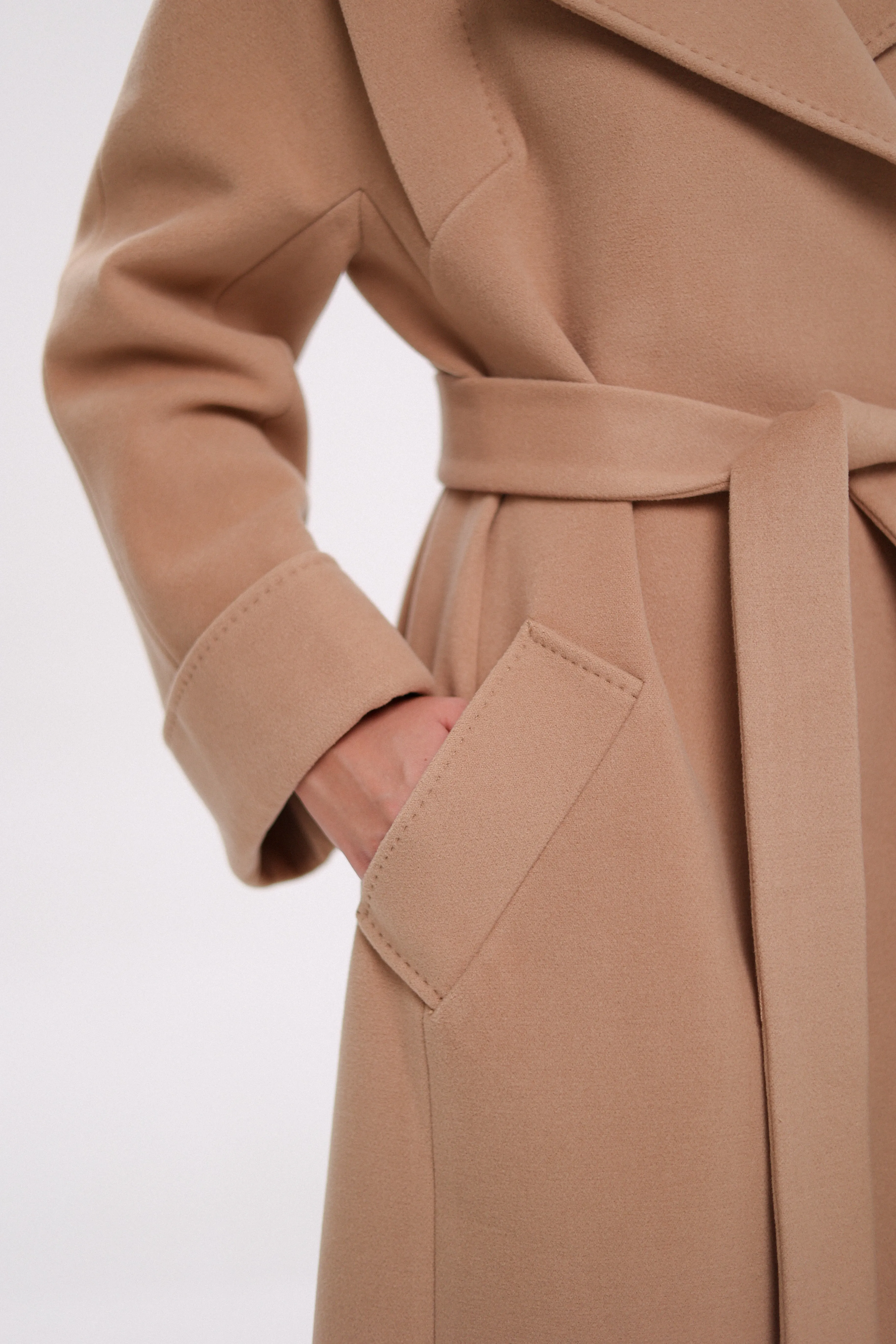 Florence Genuine Polar Fox Cashmere Wool Blend Overcoat