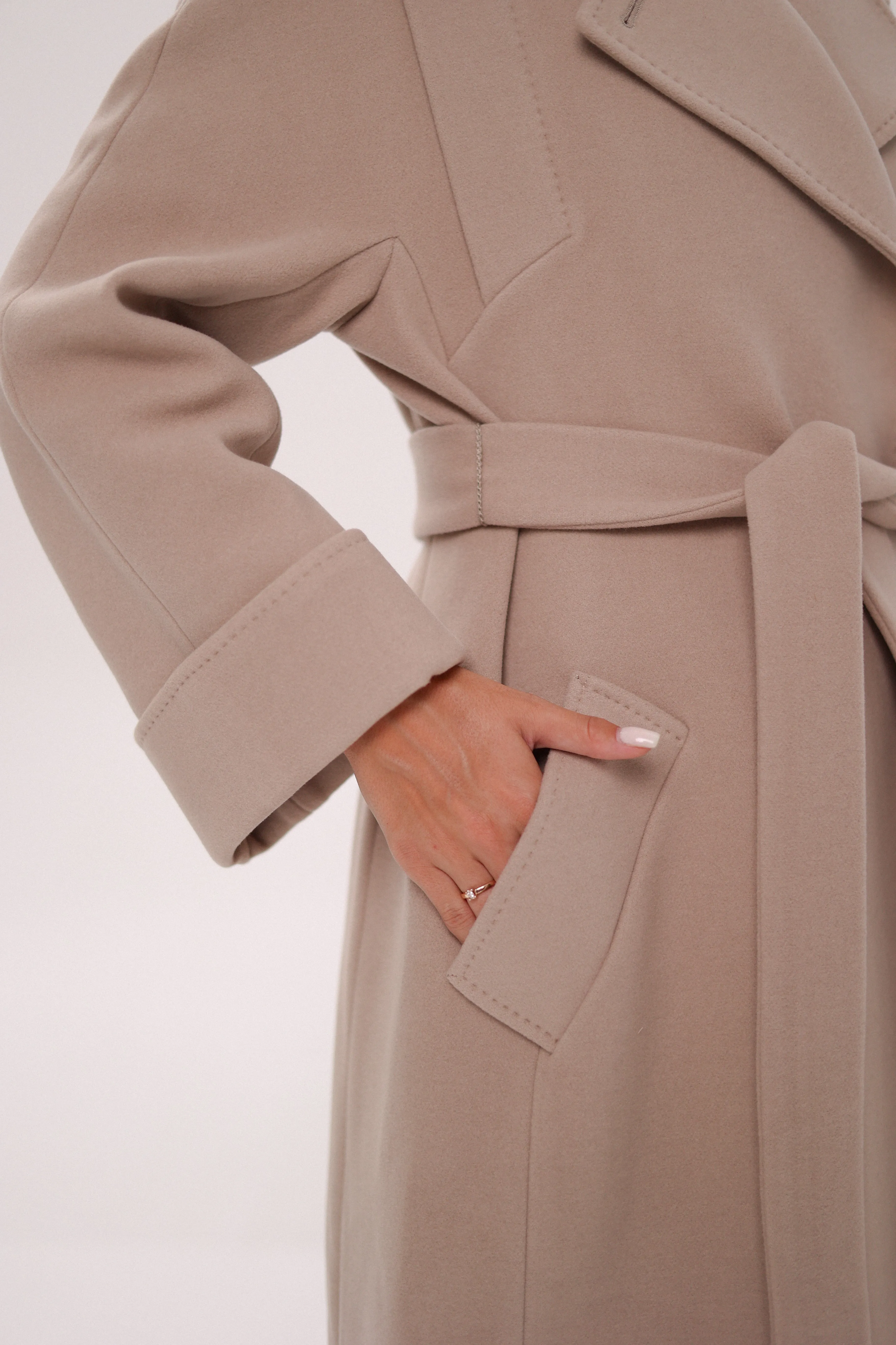 Florence Genuine Polar Fox Cashmere Wool Blend Overcoat