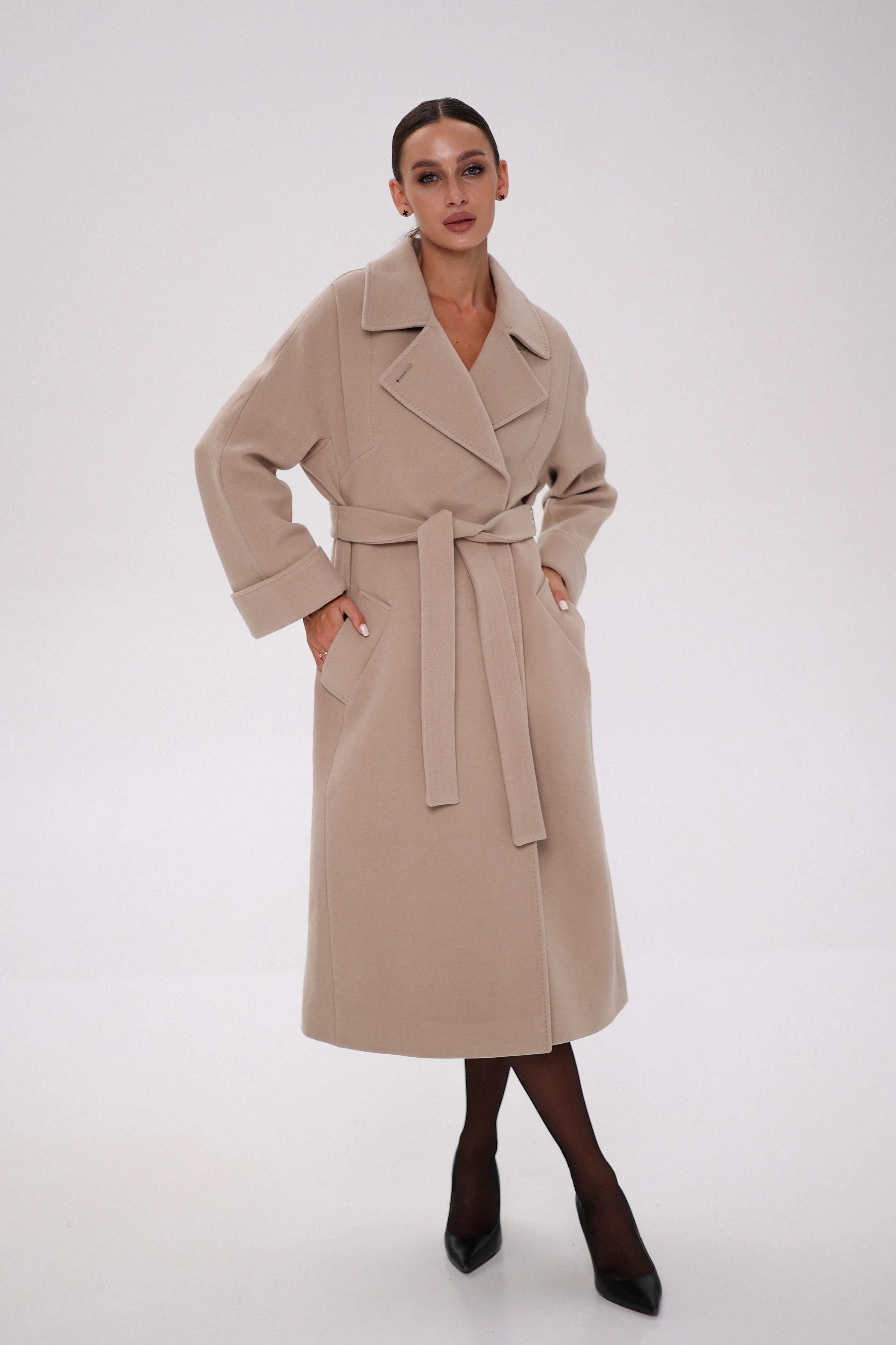 Florence Genuine Polar Fox Cashmere Wool Blend Overcoat