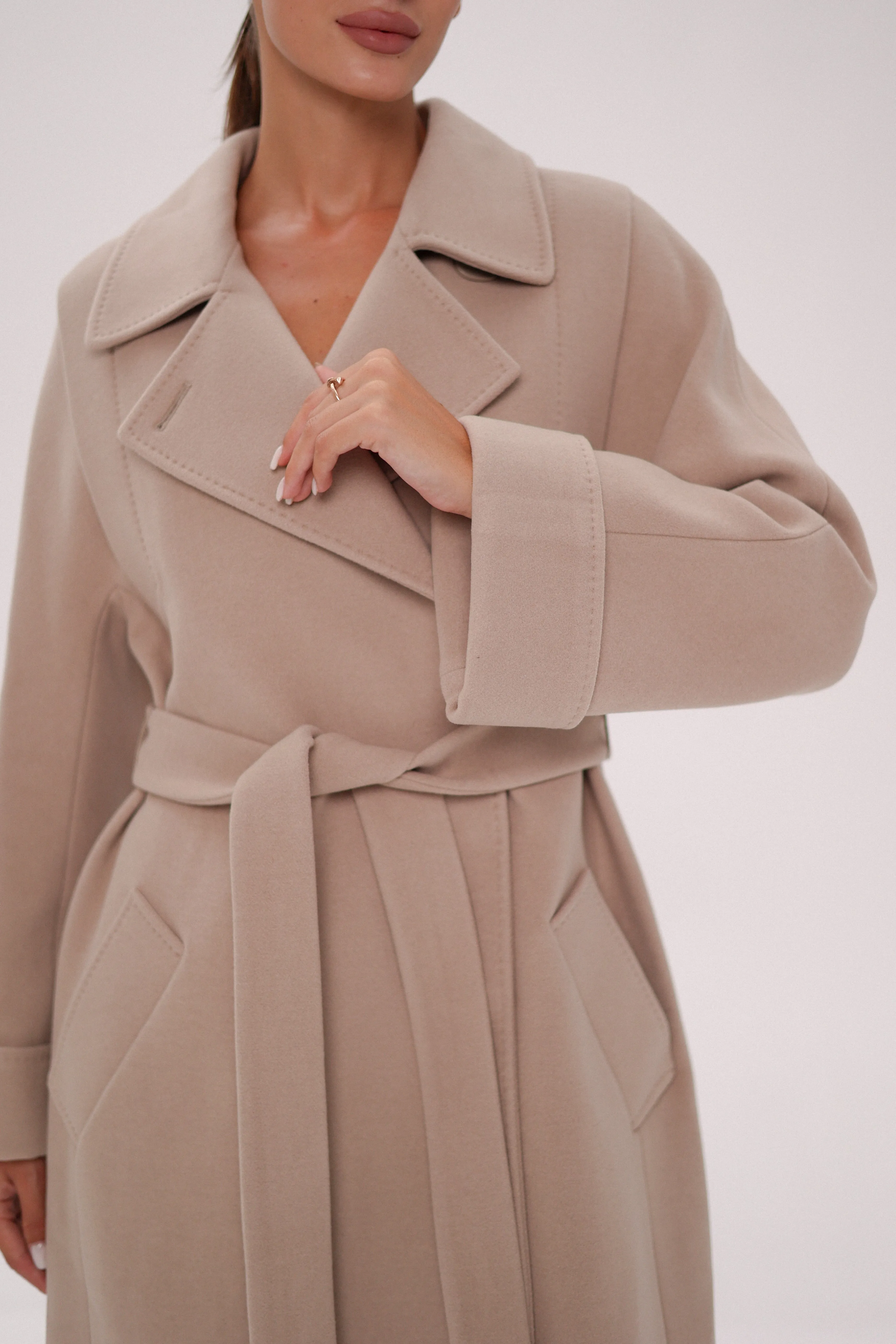 Florence Genuine Polar Fox Cashmere Wool Blend Overcoat