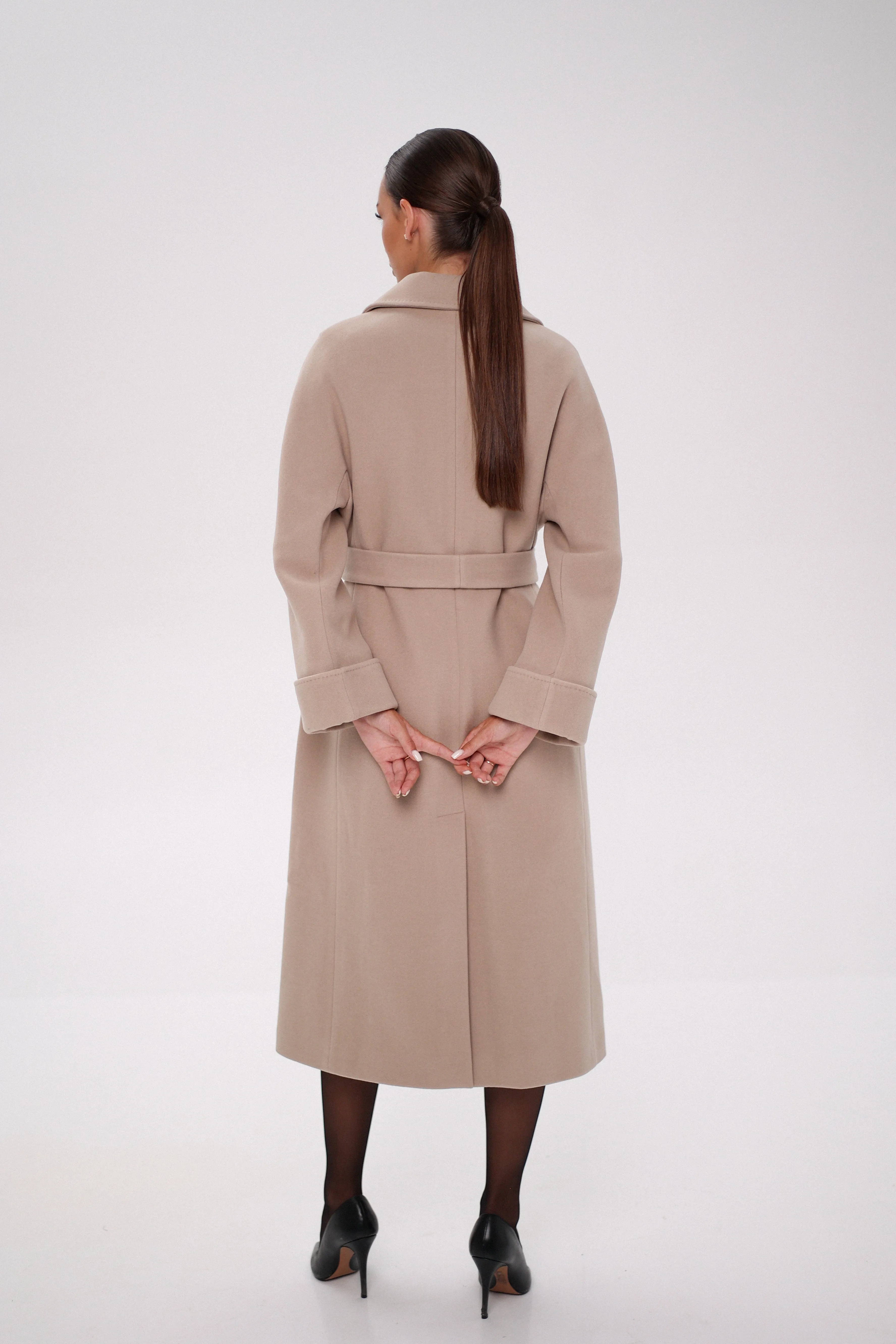 Florence Genuine Polar Fox Cashmere Wool Blend Overcoat