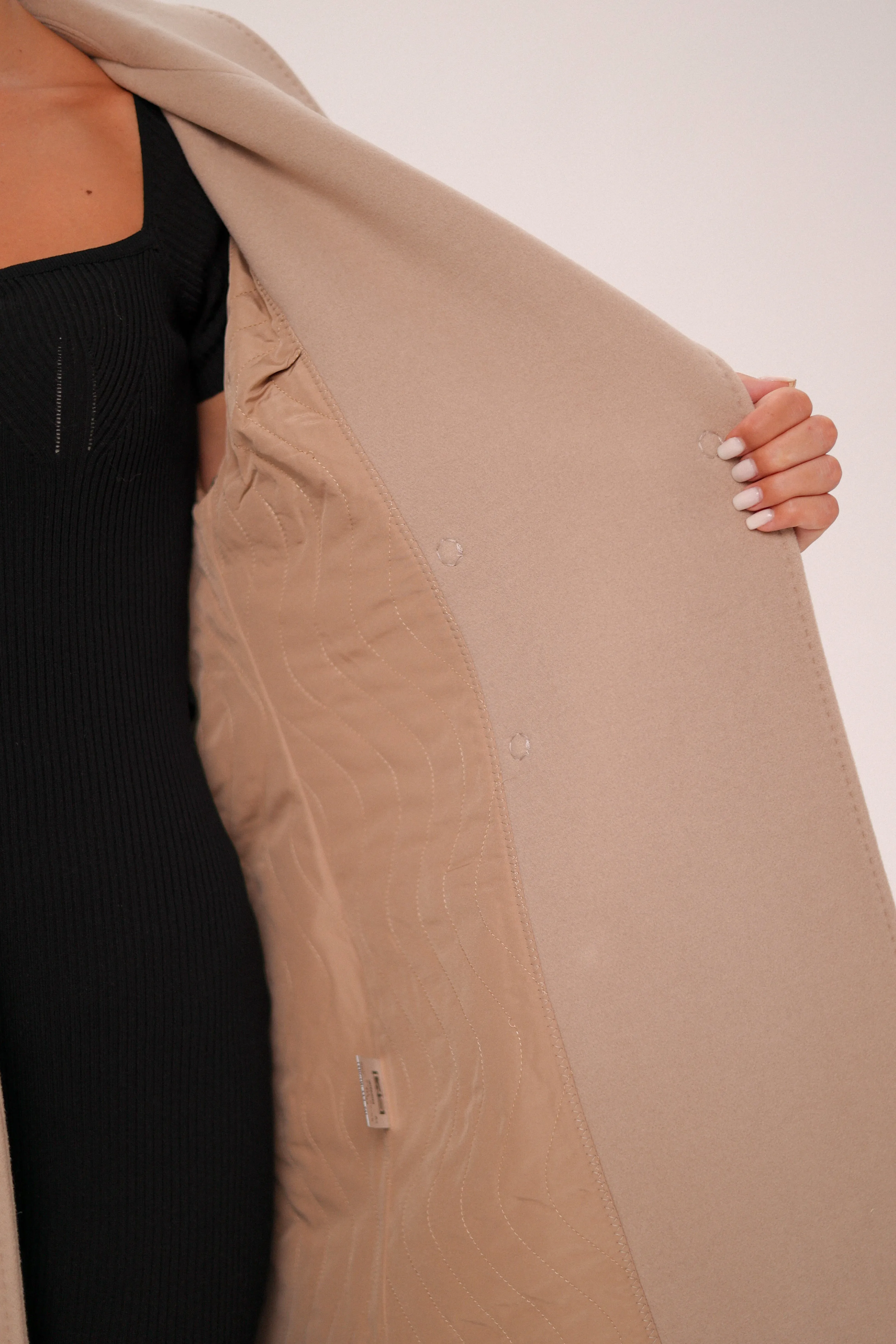 Florence Genuine Polar Fox Cashmere Wool Blend Overcoat