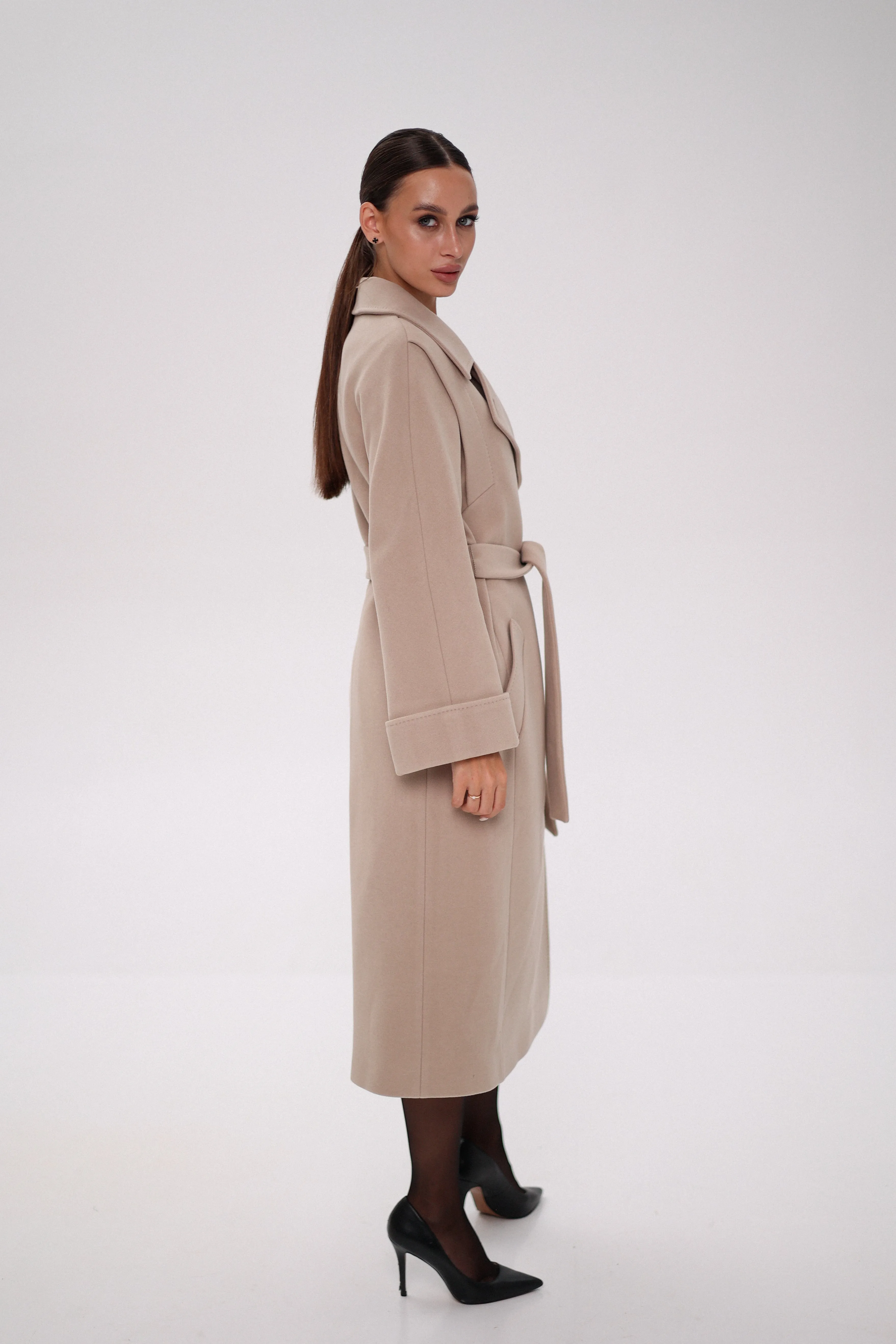 Florence Genuine Polar Fox Cashmere Wool Blend Overcoat