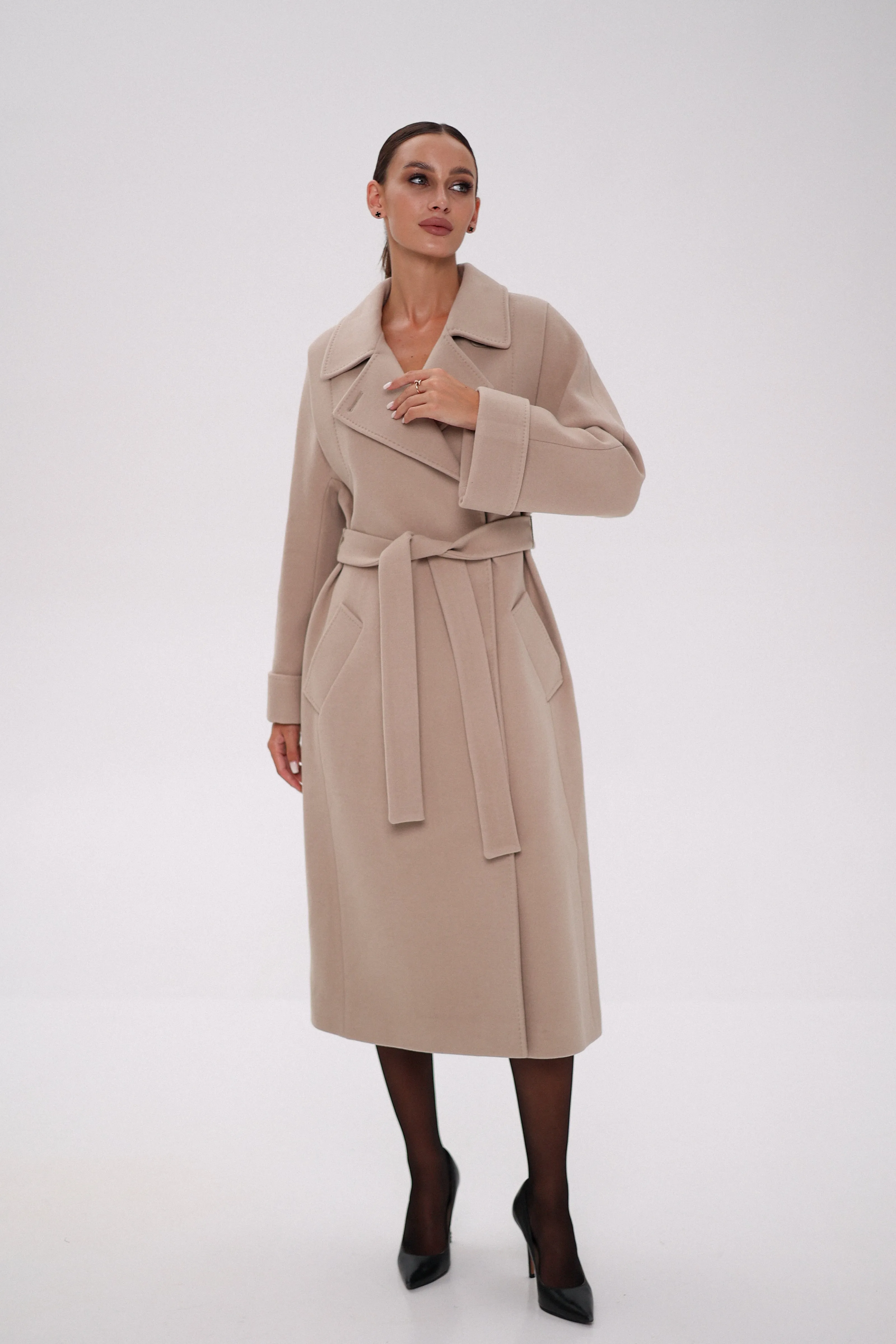 Florence Genuine Polar Fox Cashmere Wool Blend Overcoat