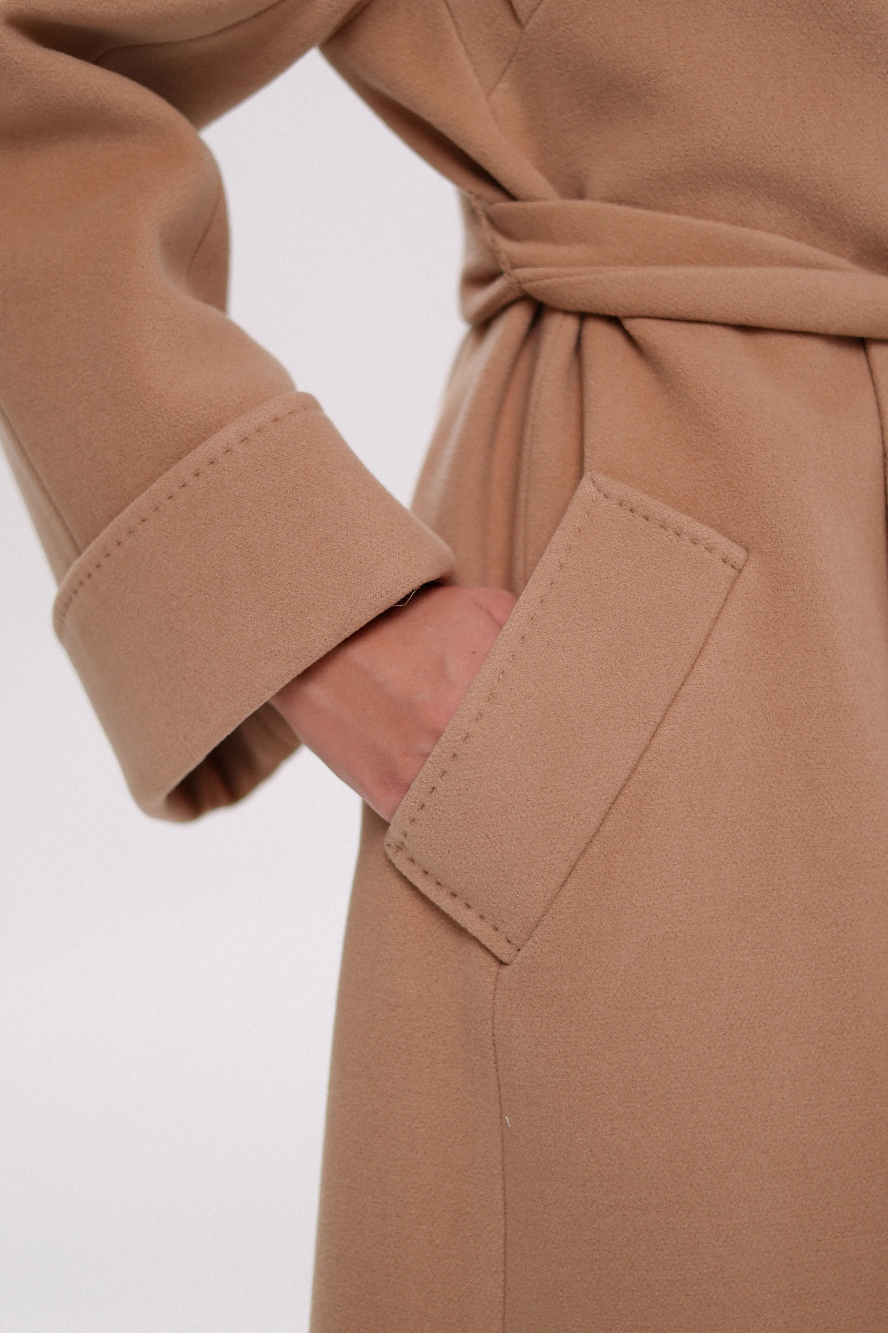 Florence Genuine Polar Fox Cashmere Wool Blend Overcoat