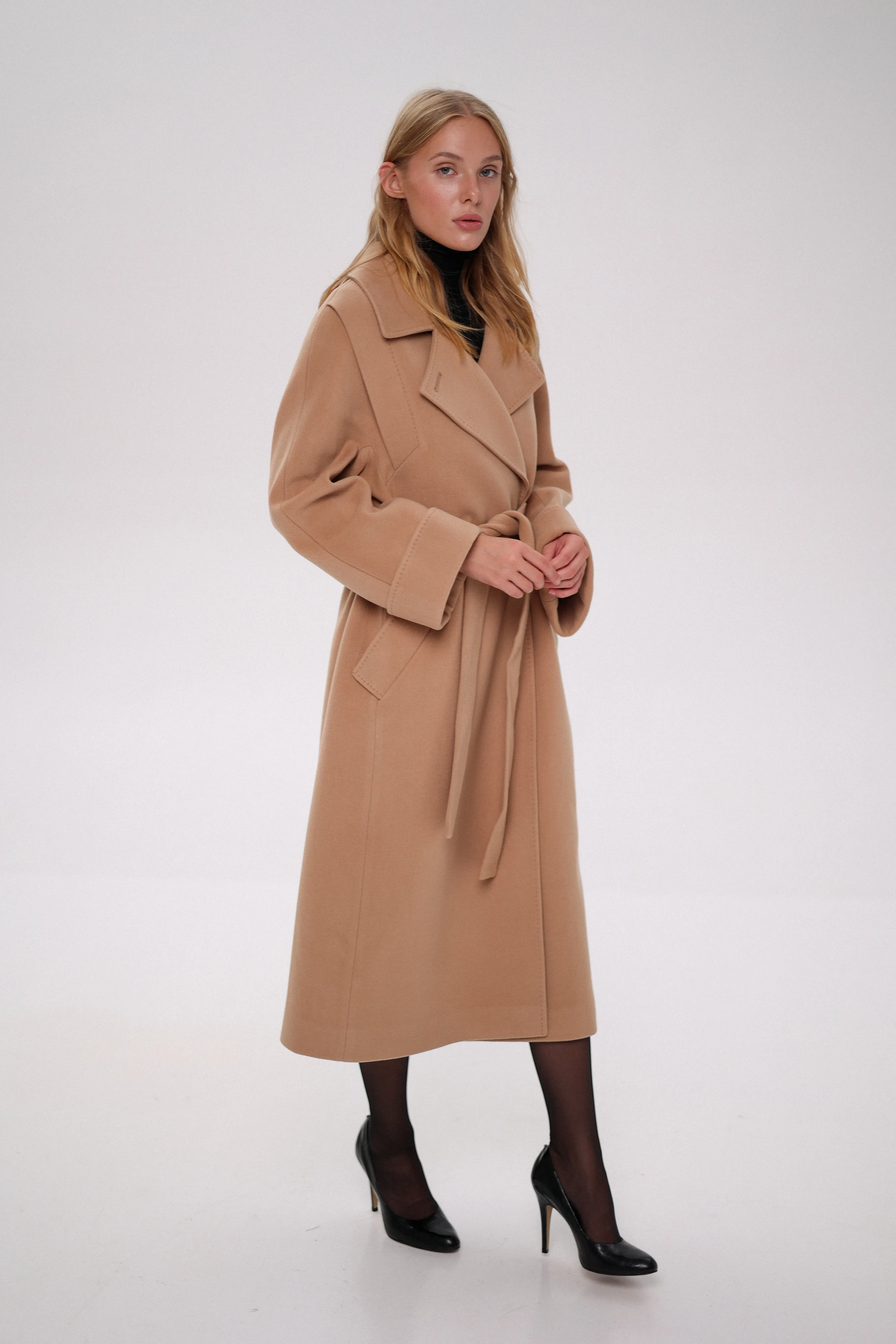 Florence Genuine Polar Fox Cashmere Wool Blend Overcoat