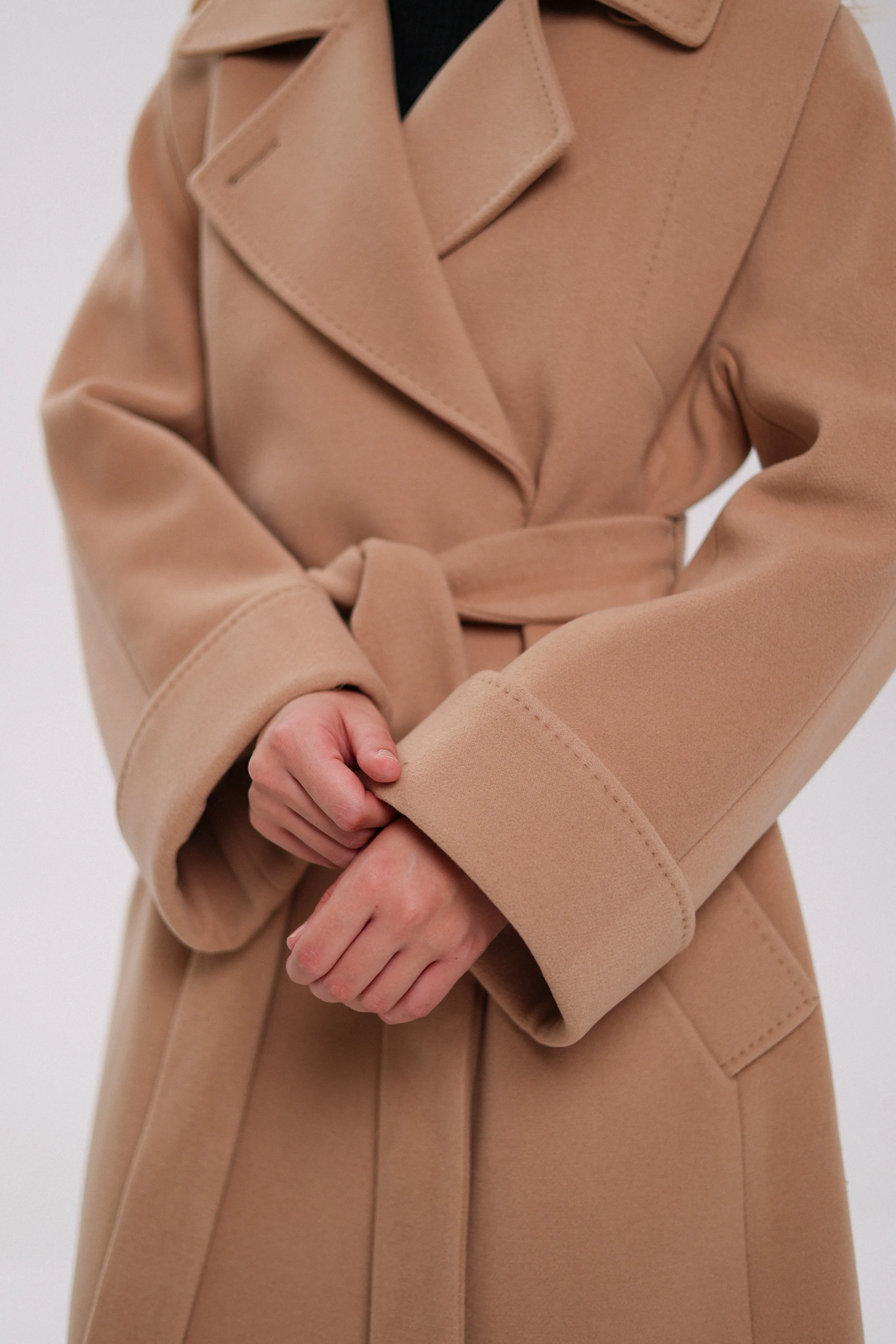 Florence Genuine Polar Fox Cashmere Wool Blend Overcoat