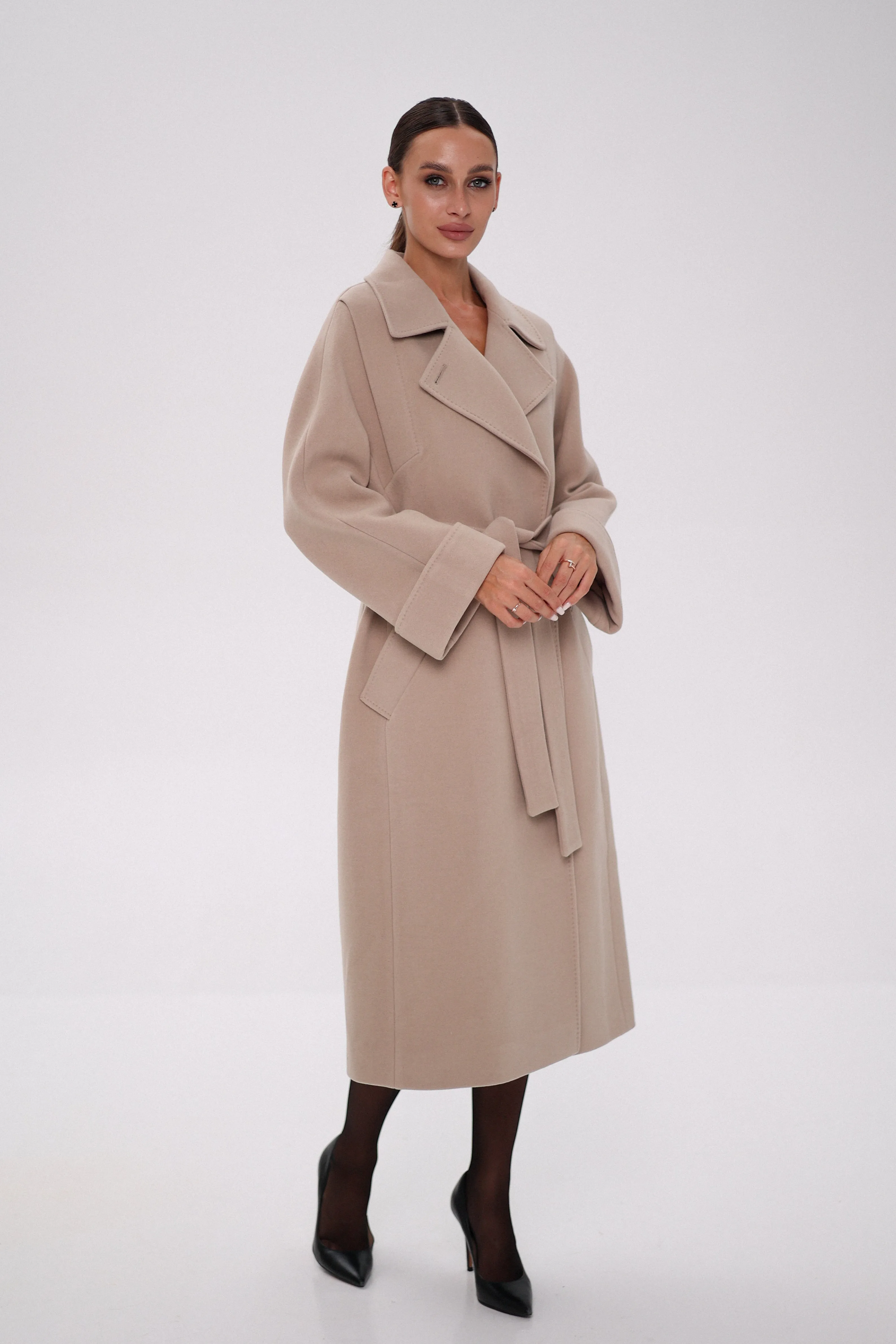 Florence Genuine Polar Fox Cashmere Wool Blend Overcoat