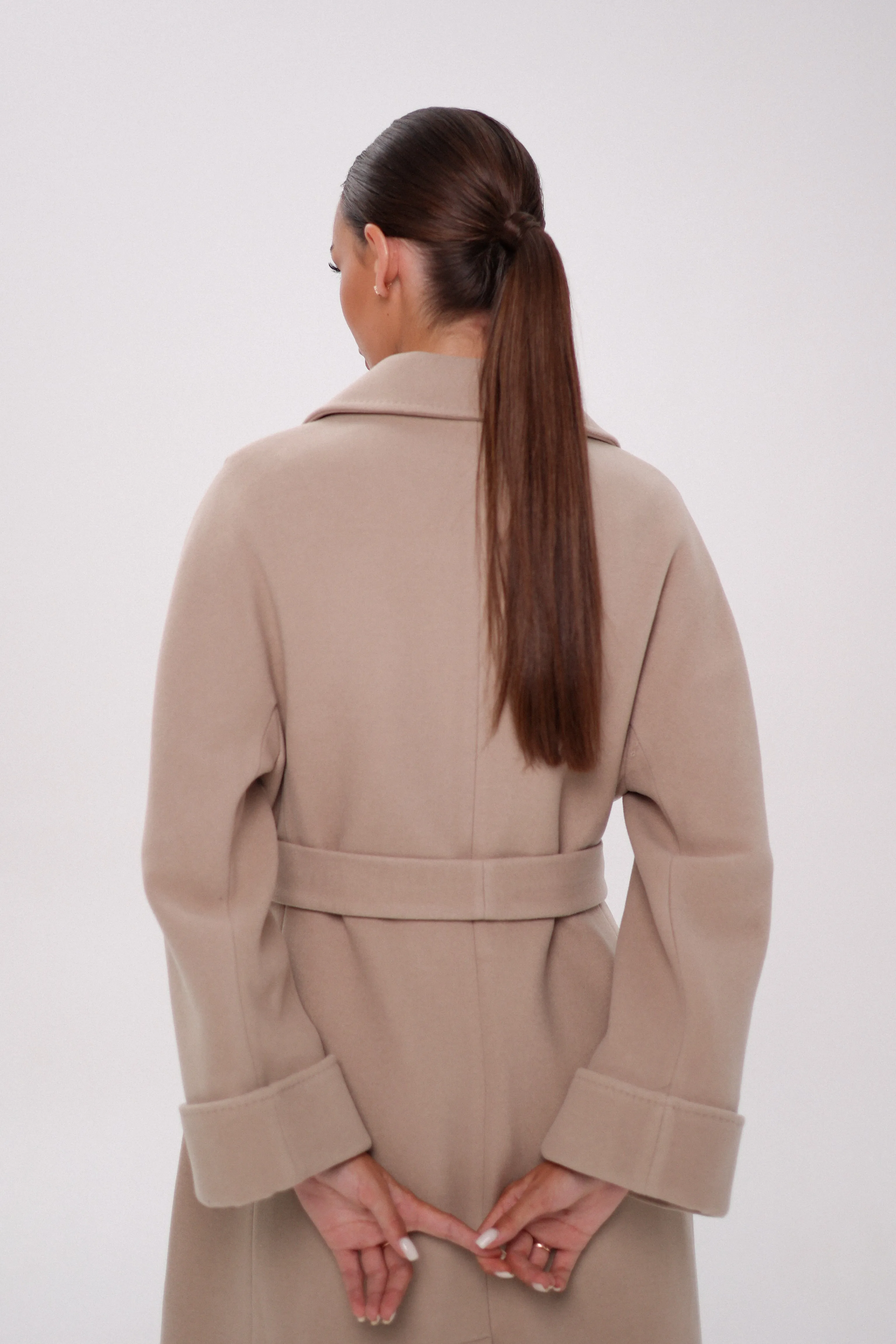 Florence Genuine Polar Fox Cashmere Wool Blend Overcoat