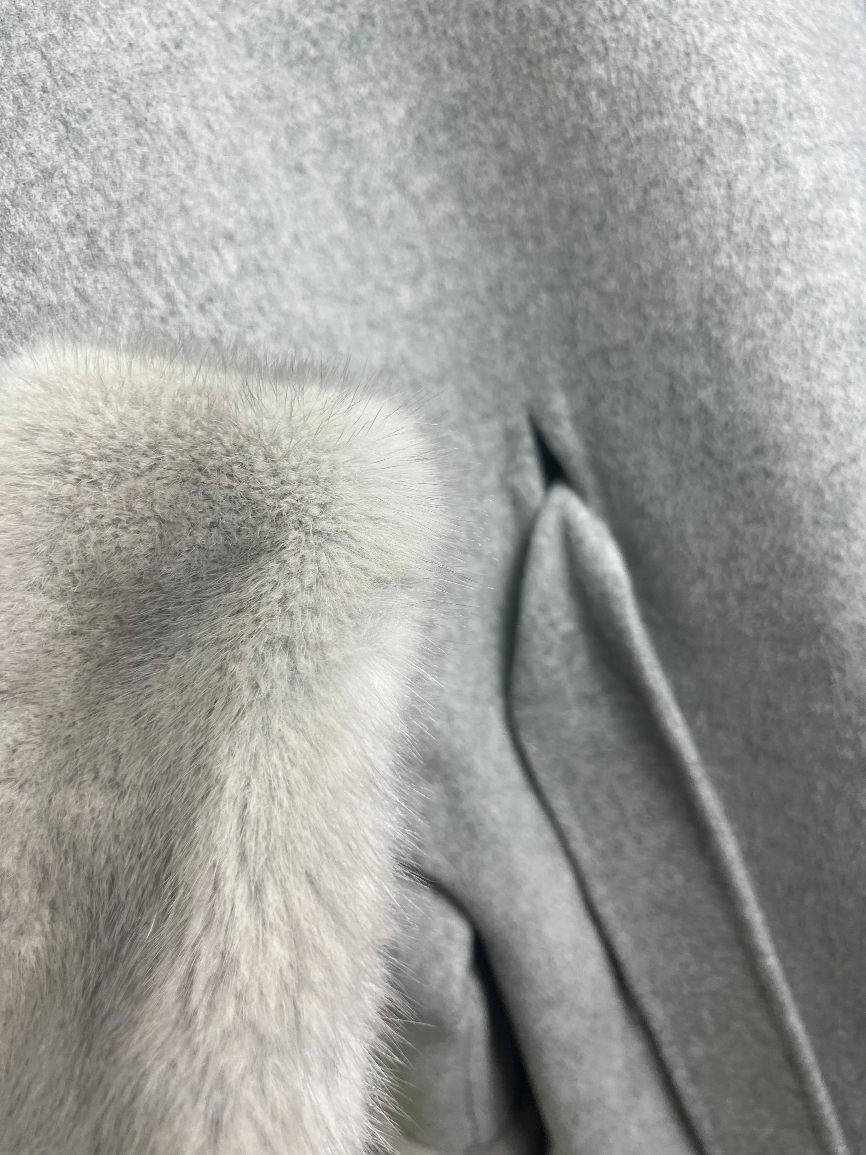 Genuine Scandinavian Mink Fur Virgin Wool Coat