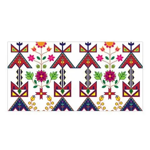 Geometric Floral Spring White Satin Shawl