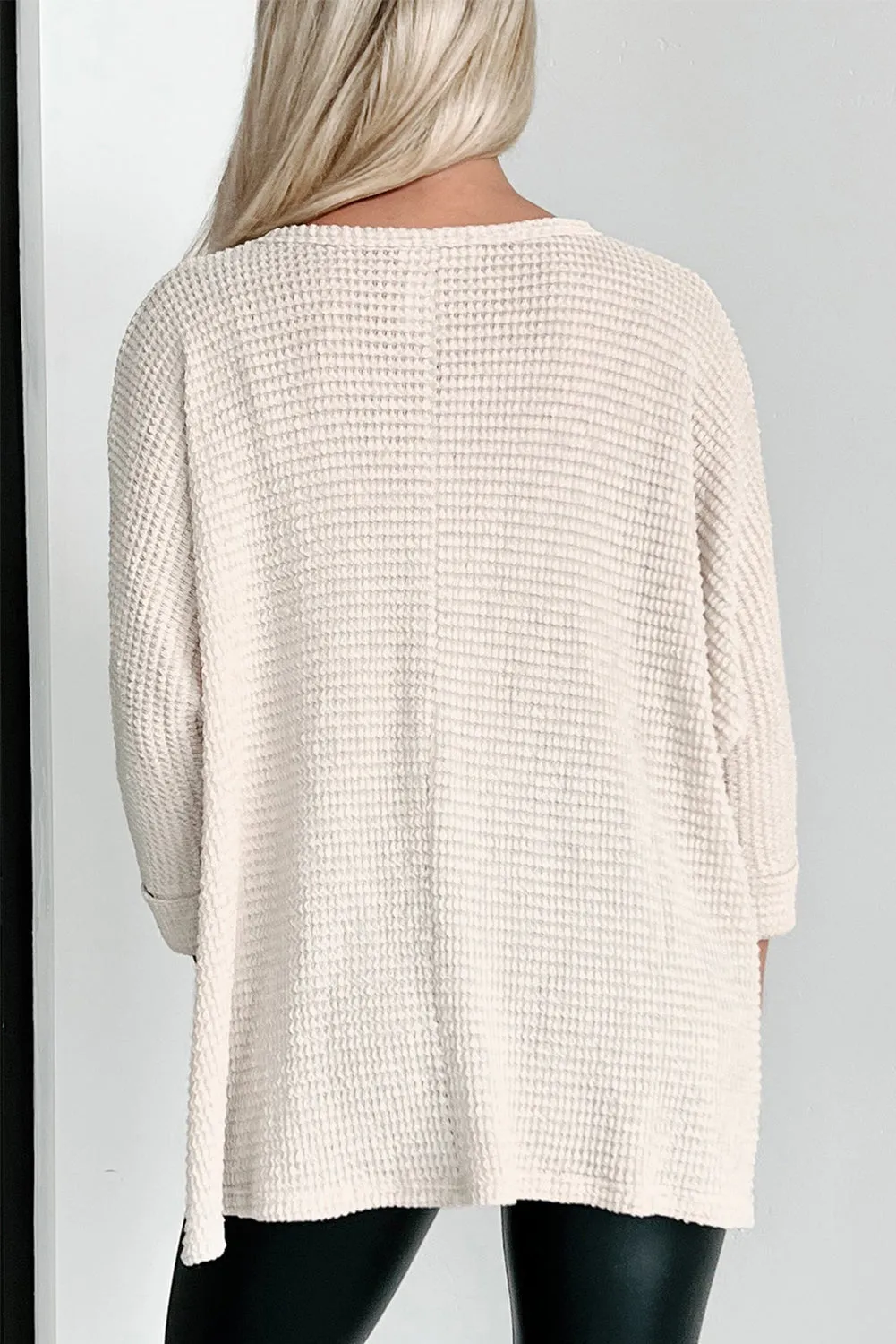Gothic Outlaws’ Apricot Waffle Knit Splits Batwing Sleeve Oversized Top – Cozy Meets Cool, and It’s Ready for Anything