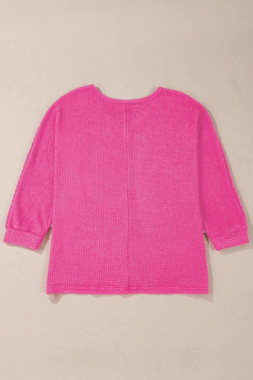 Gothic Outlaws' Rose Red Waffle Knit V Neck Top with Side Slits – Perfect for the Bold & the Brave
