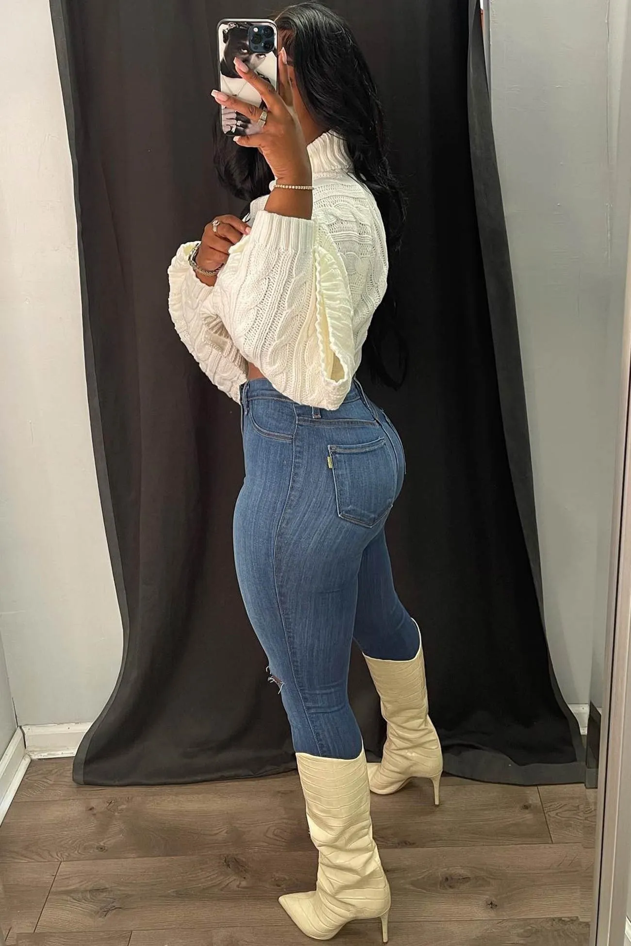 High Neck Irregular Shawl Sweater