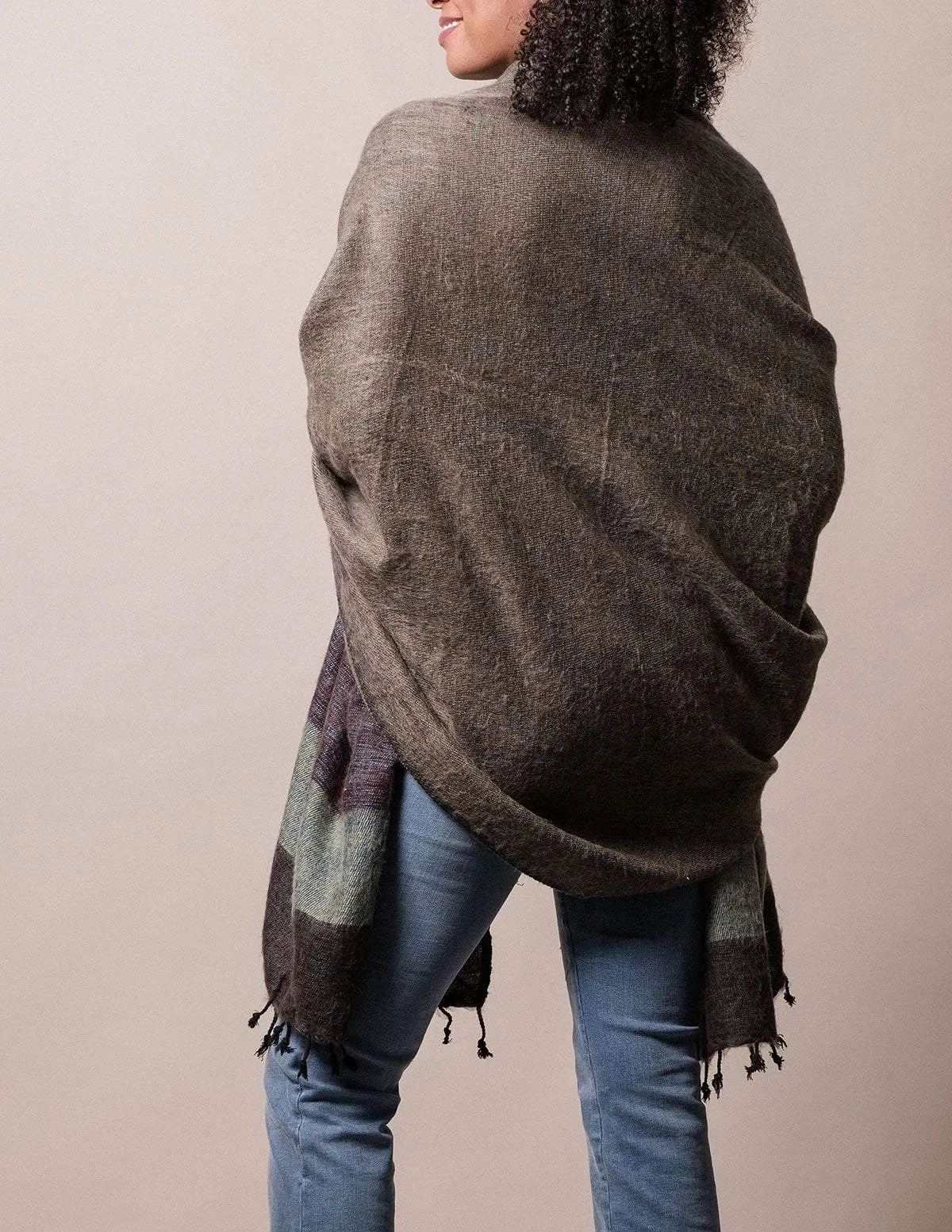 Himalayan Yak Wool Large Wrap - Beige