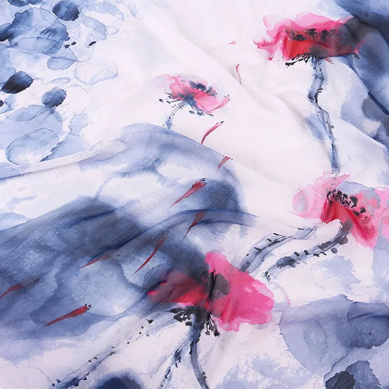Impression Long Chiffon Silk Scarf 200