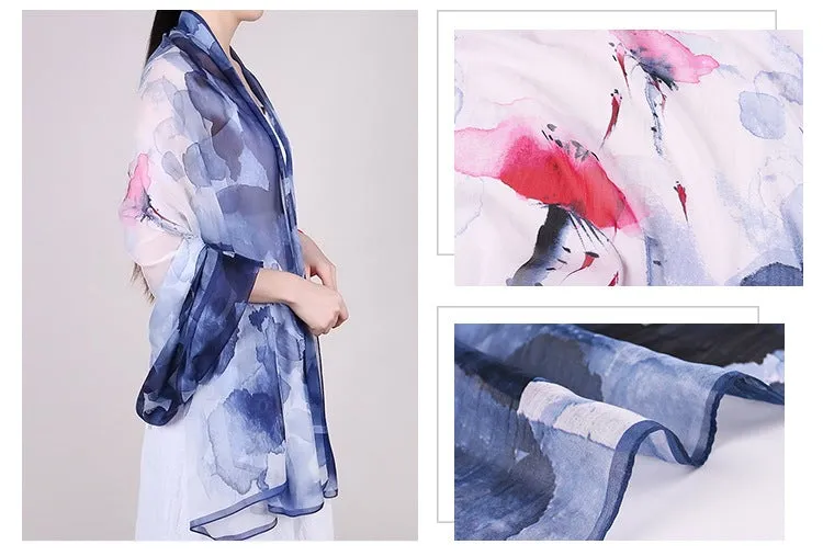 Impression Long Chiffon Silk Scarf 200