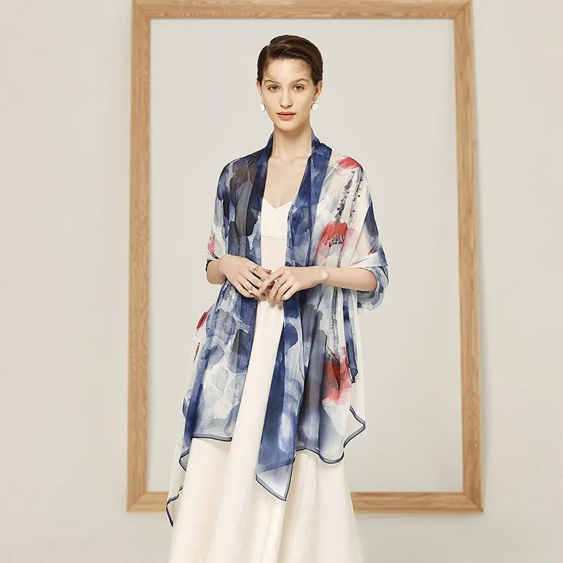 Impression Long Chiffon Silk Scarf 200