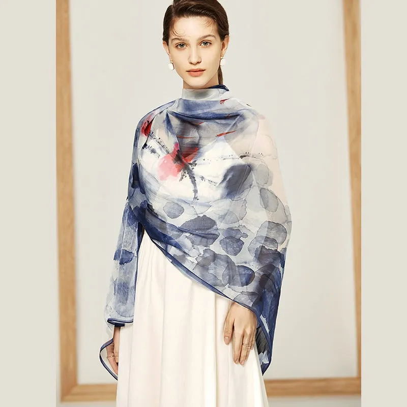 Impression Long Chiffon Silk Scarf 200