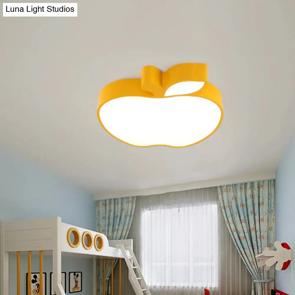 Kids Style LED Ceiling Lamp for Baby Room - Apple Acrylic Flush Mount Light (18"/21.5" W) - Red/Blue/Yellow