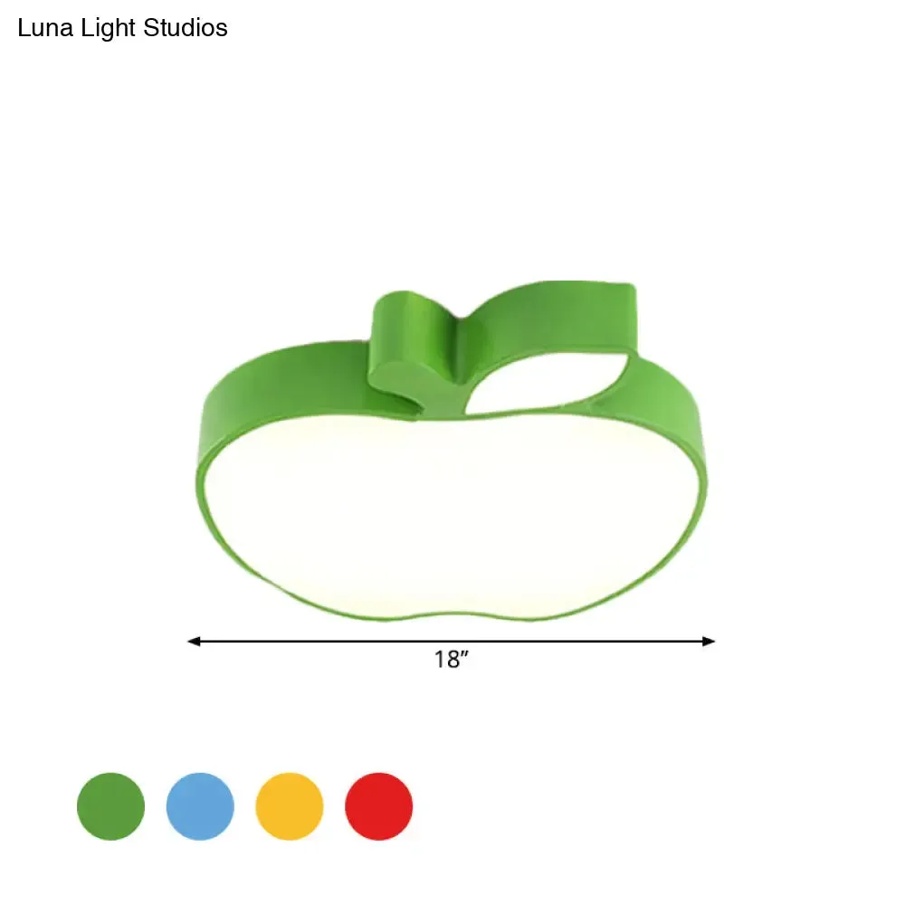 Kids Style LED Ceiling Lamp for Baby Room - Apple Acrylic Flush Mount Light (18"/21.5" W) - Red/Blue/Yellow