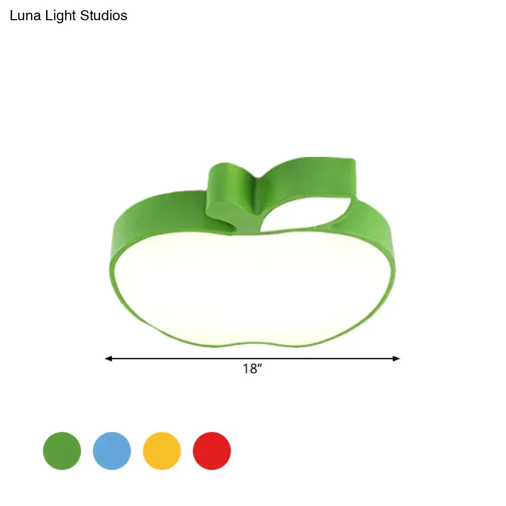Kids Style LED Ceiling Lamp for Baby Room - Apple Acrylic Flush Mount Light (18"/21.5" W) - Red/Blue/Yellow