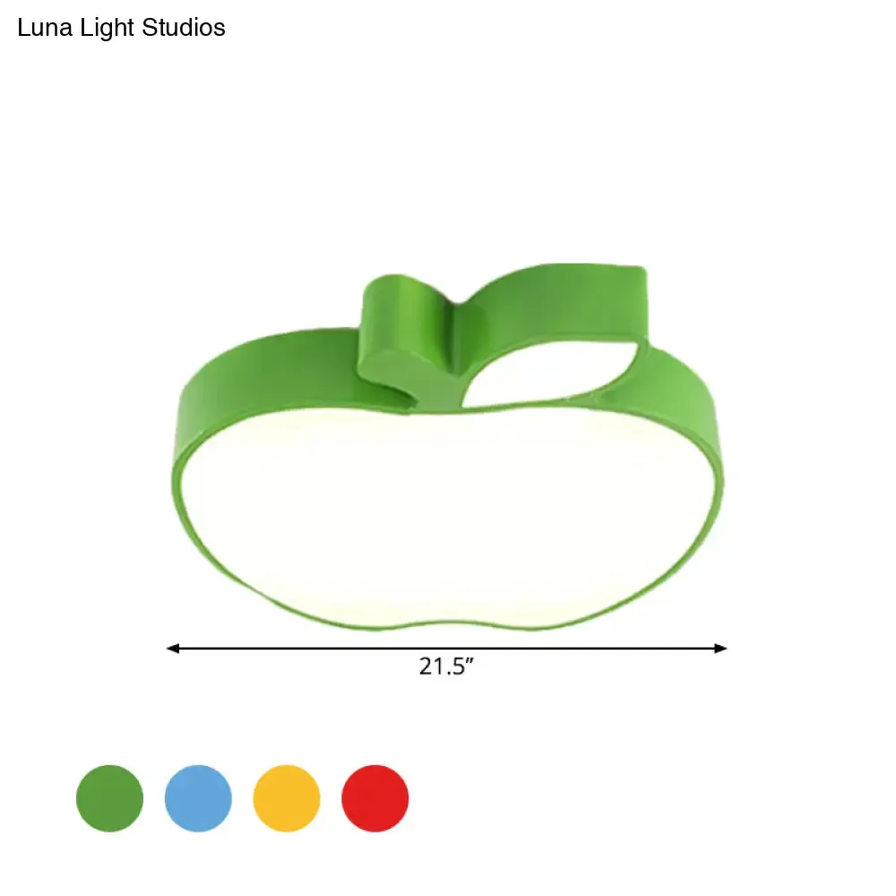 Kids Style LED Ceiling Lamp for Baby Room - Apple Acrylic Flush Mount Light (18"/21.5" W) - Red/Blue/Yellow