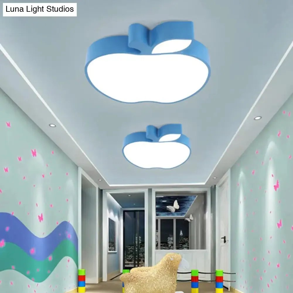 Kids Style LED Ceiling Lamp for Baby Room - Apple Acrylic Flush Mount Light (18"/21.5" W) - Red/Blue/Yellow