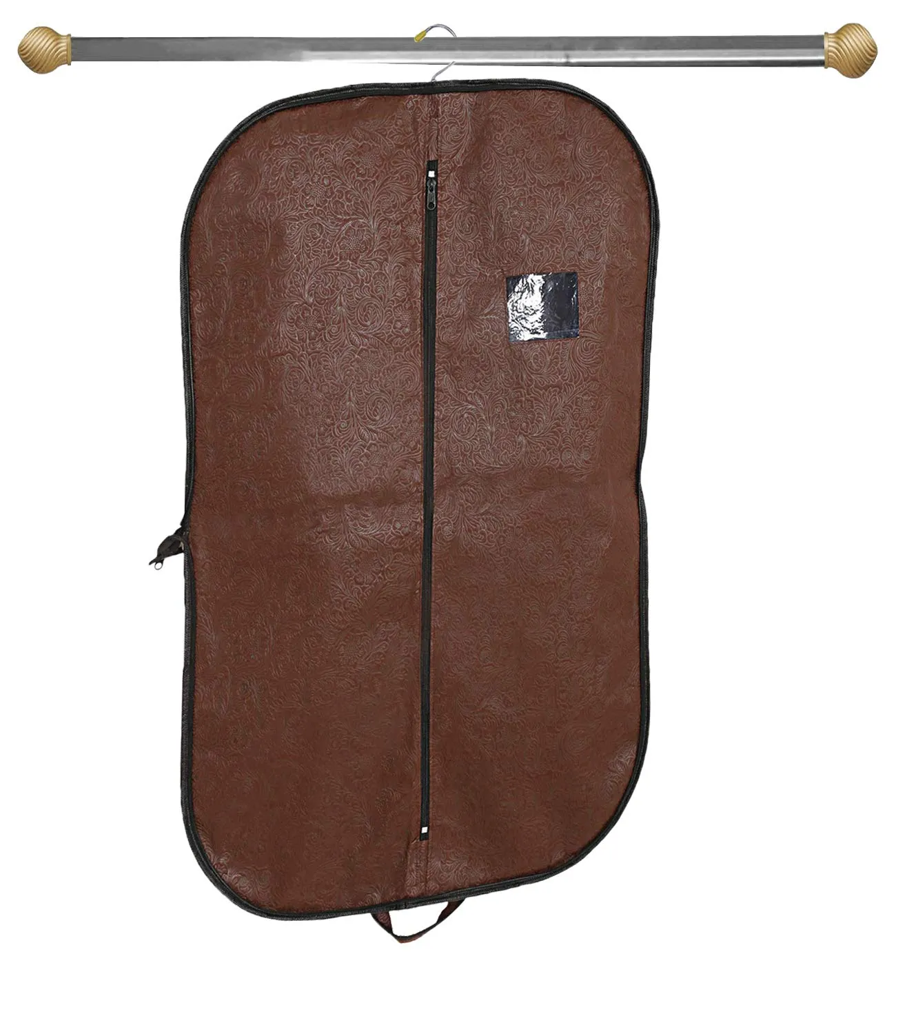 Kuber Industries Embossed Design Foldable Non Woven Men's Coat Blazer Cover (Brown) -CTKTC43483